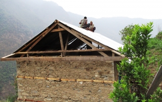 Zinc roof being installed